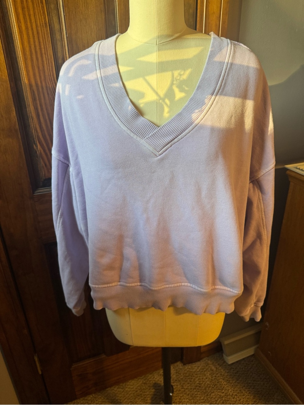 V-Neck Lavender Women's Sweatshirt